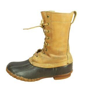 Vintage LL Bean Brown Leather Unlined Mid Calf Hunting Duck Boots Size 5 M
